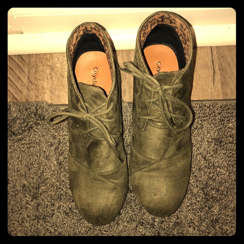 Olive Green Ankle Booties